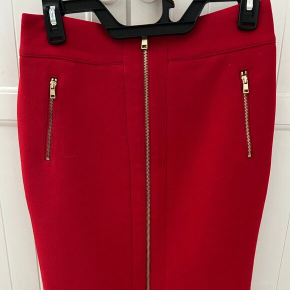 Ann Taylor Dresses & Skirts - Ann Taylor Petite Red & Gold Two Way Zip Pencil Skirt